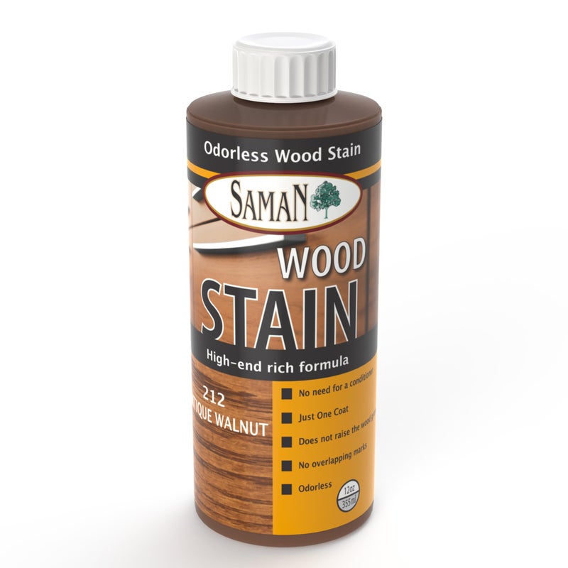 SamaN Interior Water Based Wood Stain - Natural Stain for Furniture, Moldings, Wood Paneling, Cabinets (Antique Walnut TEW-212-12, 12 oz) - Image 1